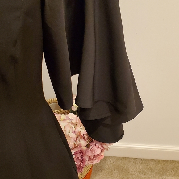 Vince Camuto Woman Black Formal Dress.Cold Shoulder Flounce Sleeve Size 8 - Picture 3 of 6